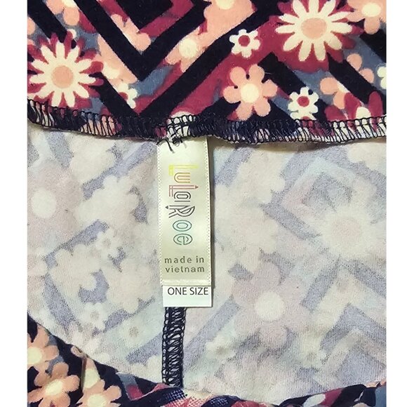 LuLaroe Floral Leggings Purple Pink OS - Picture 3 of 3